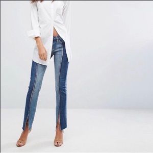 NWT. Blank NYC two tone split hem skinny jeans